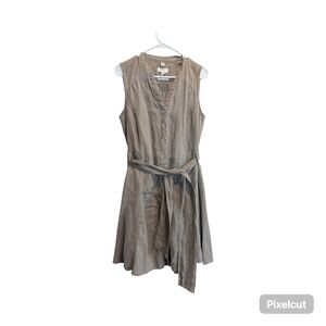 Malvin I Love Linen German Sleeveless Dress Button Front Tie Waist Size Large